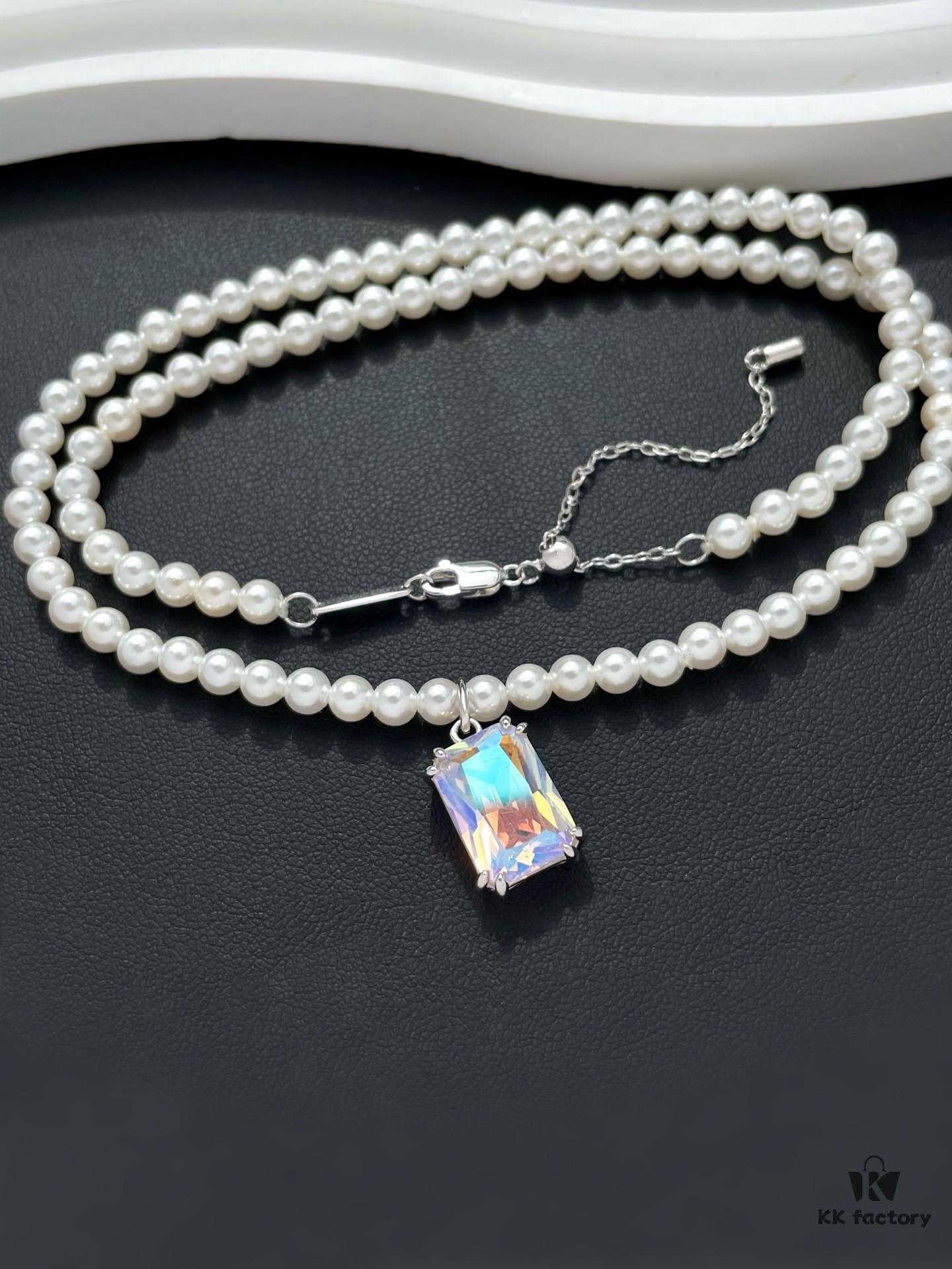 He Fang Lucky Aurora Glow Sugar Cube Series S925 Silver Necklace