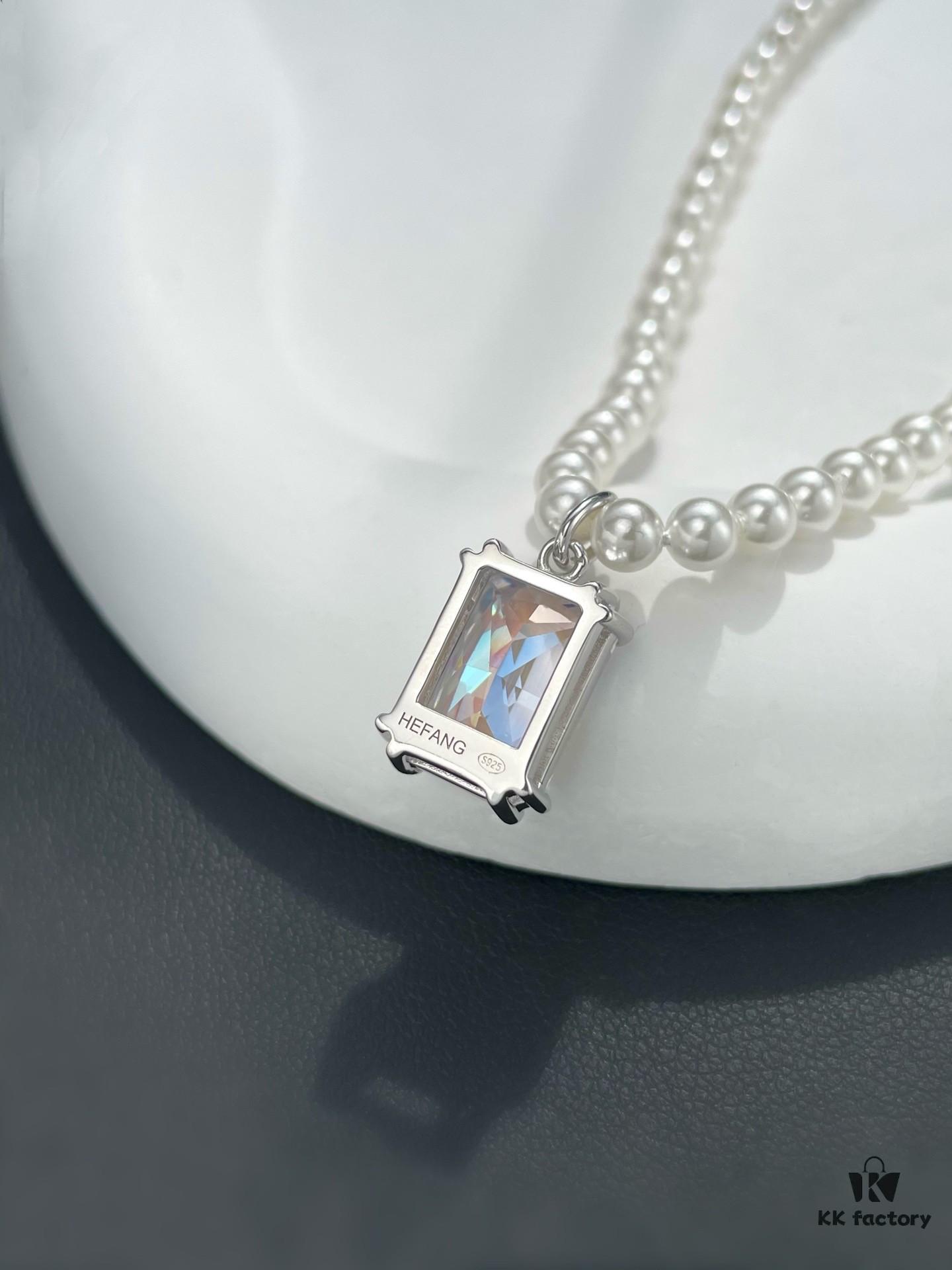He Fang Lucky Aurora Glow Sugar Cube Series S925 Silver Necklace