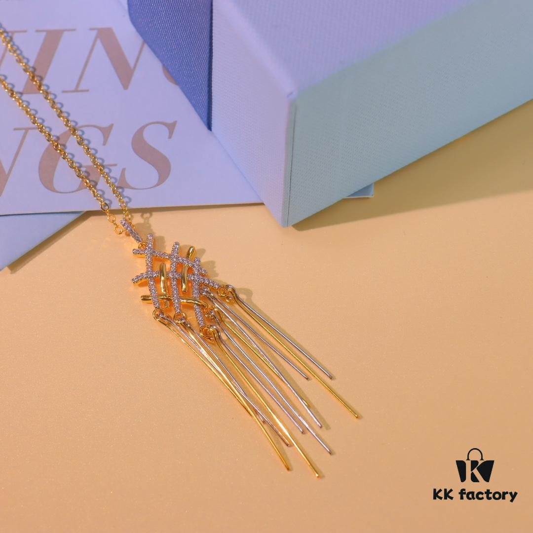 Hefang New Style Woven Tassel Long Necklace