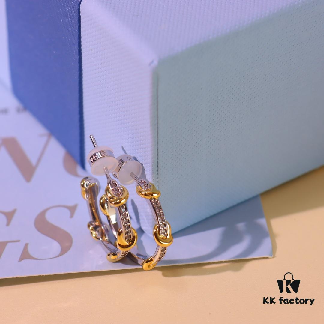 Hexagon New Arrival Heart Knot Stud Earrings, Luxury High-End Style