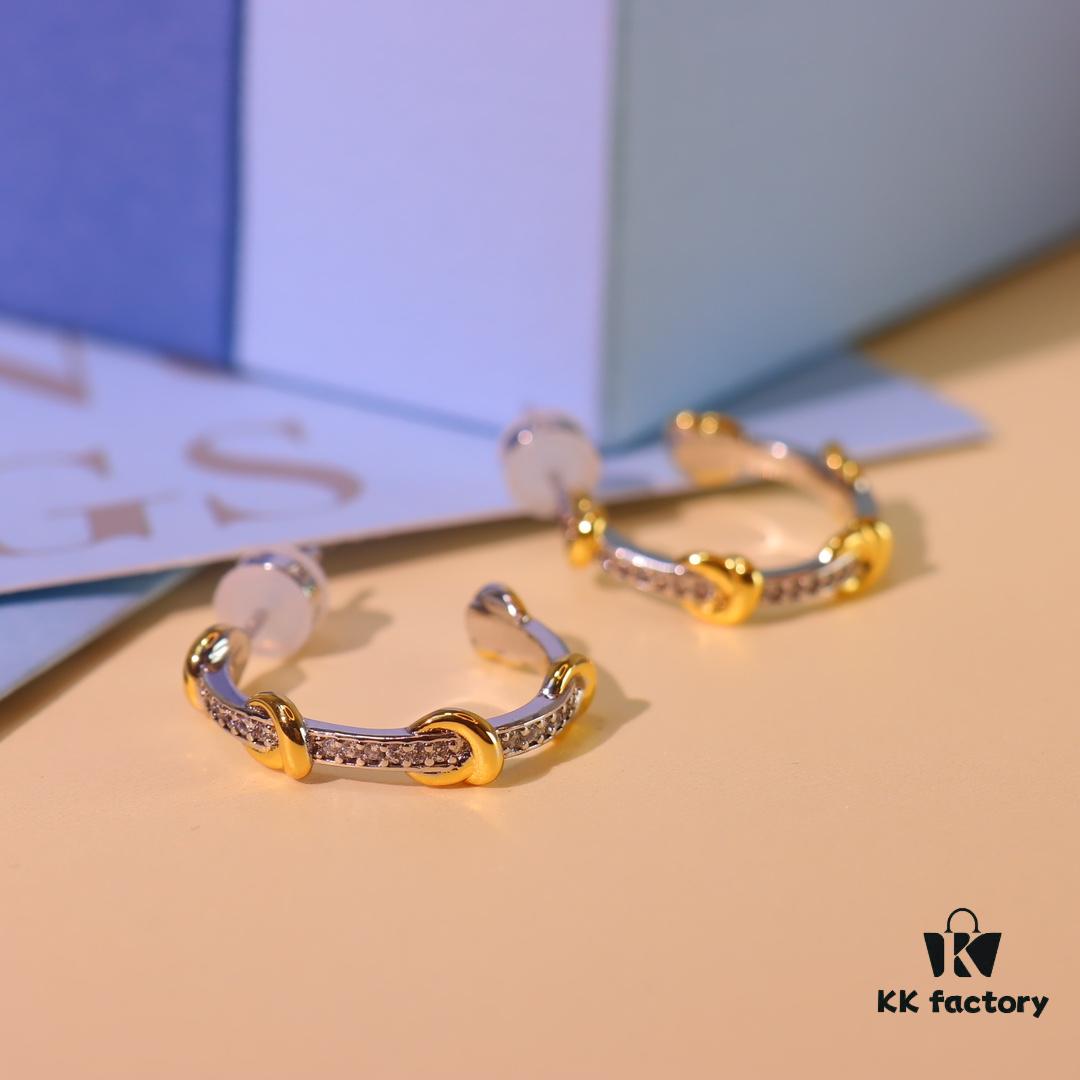 Hexagon New Arrival Heart Knot Stud Earrings, Luxury High-End Style