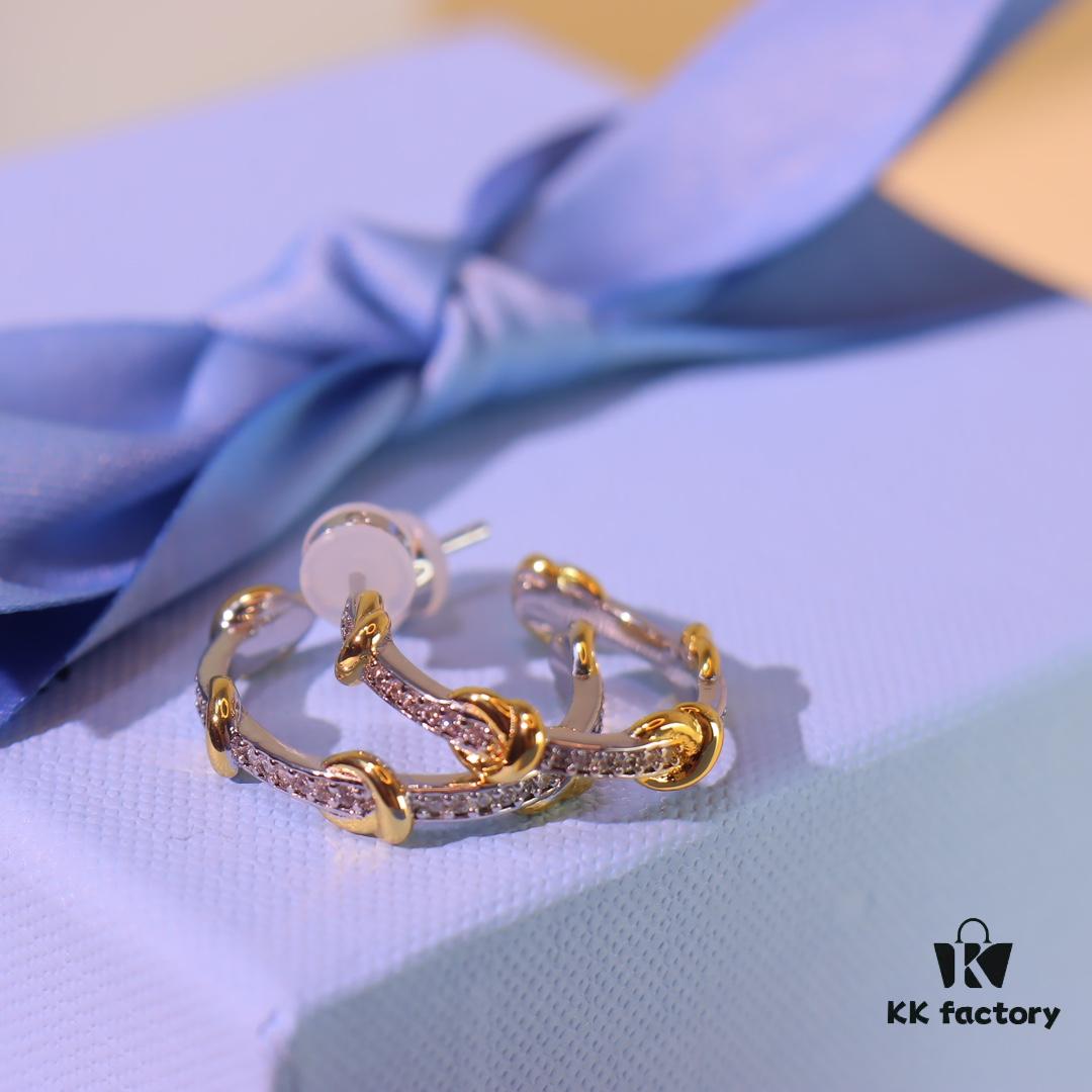 Hexagon New Arrival Heart Knot Stud Earrings, Luxury High-End Style