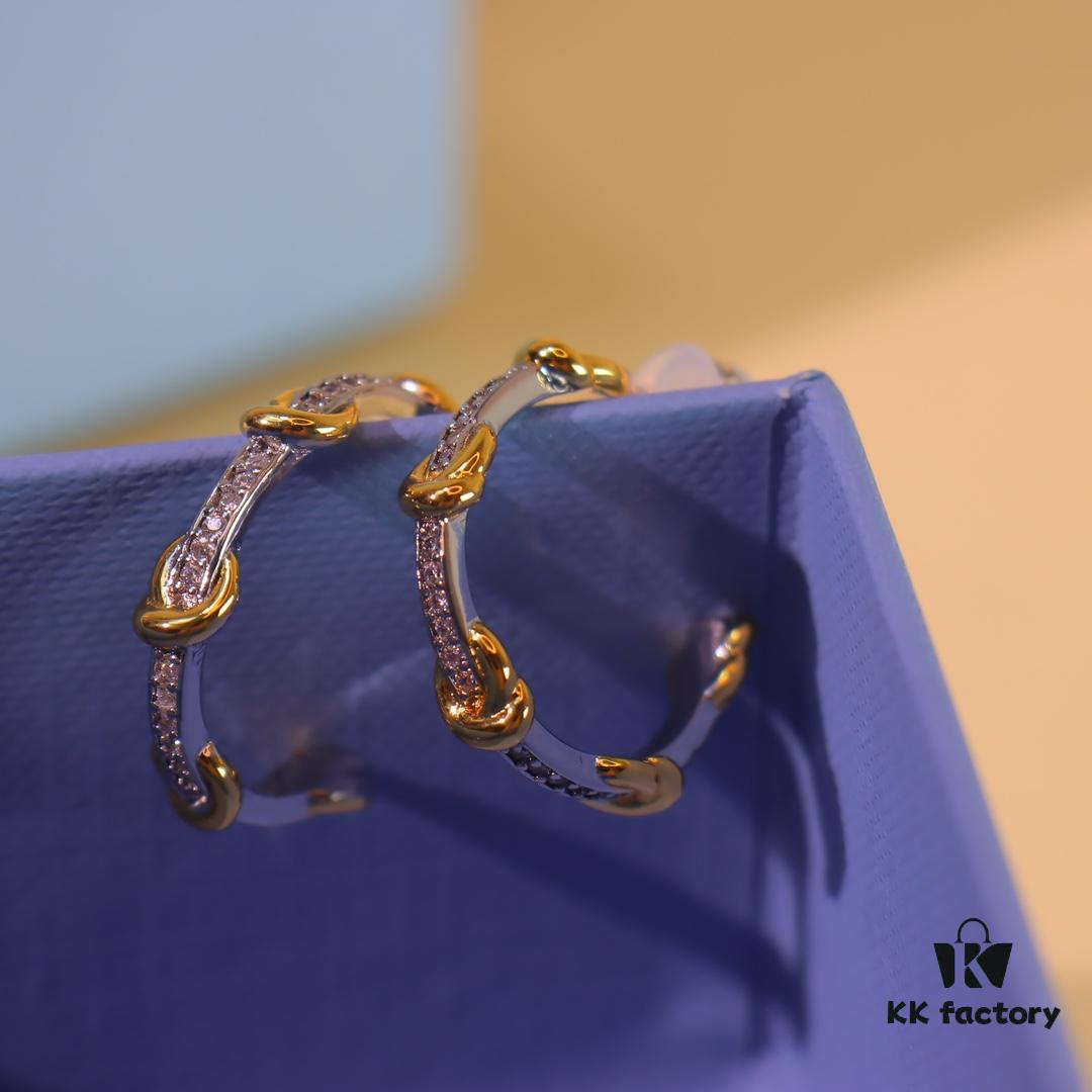 Hexagon New Arrival Heart Knot Stud Earrings, Luxury High-End Style