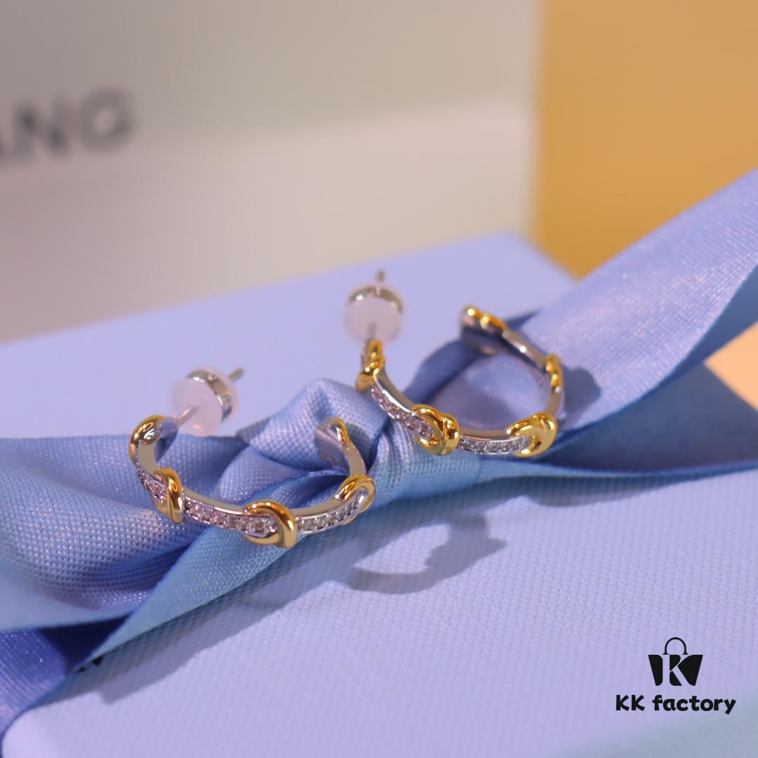 Hexagon New Arrival Heart Knot Stud Earrings, Luxury High-End Style