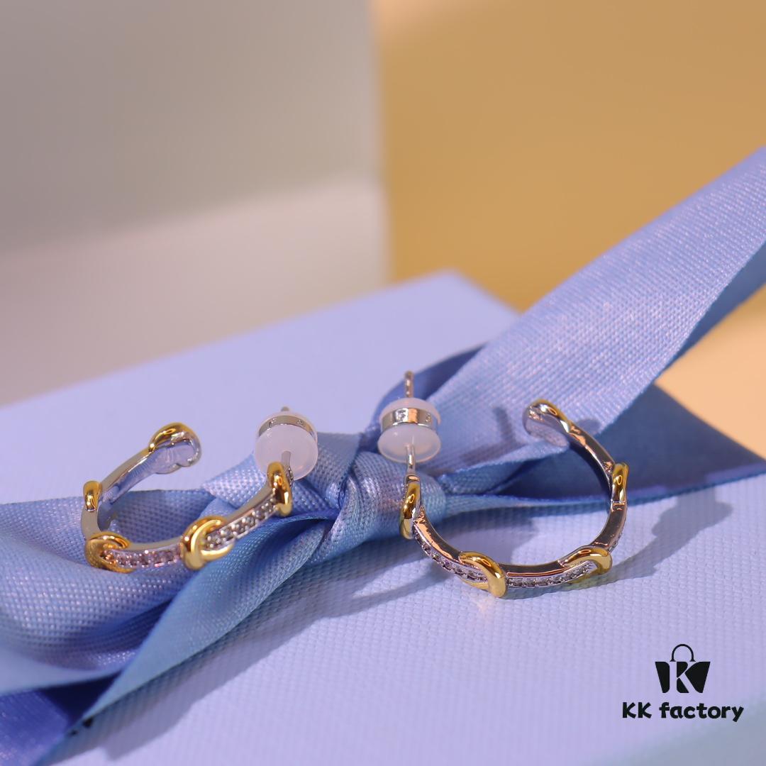 Hexagon New Arrival Heart Knot Stud Earrings, Luxury High-End Style