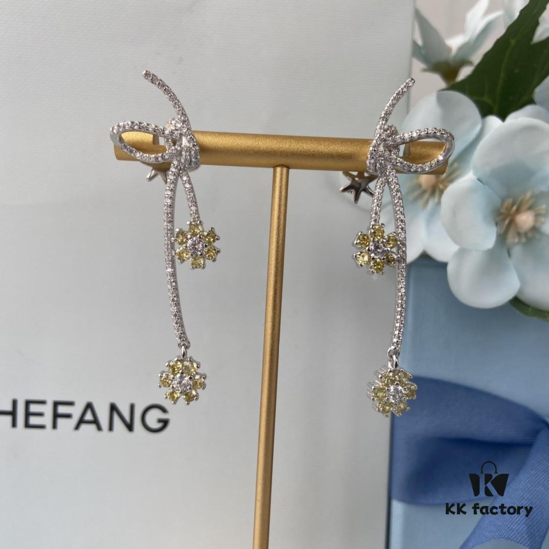 HEFANG Blossom Collection Rose Ribbon Earrings