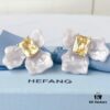 HEFANG Blossom Collection 2023 White Iris Sugar Cube Earrings