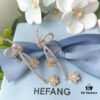 HEFANG Blossom Collection Rose Ribbon Earrings