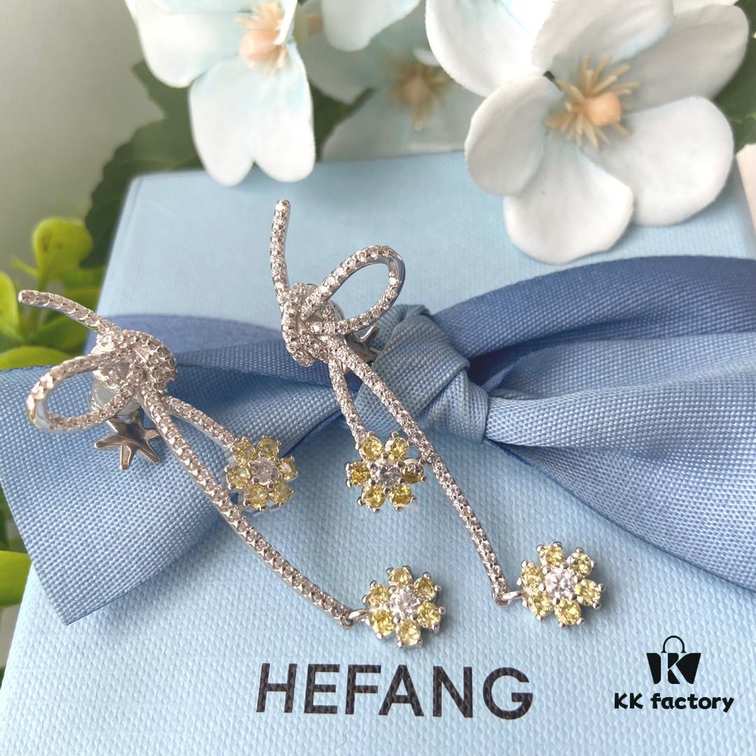 HEFANG Blossom Collection Rose Ribbon Earrings