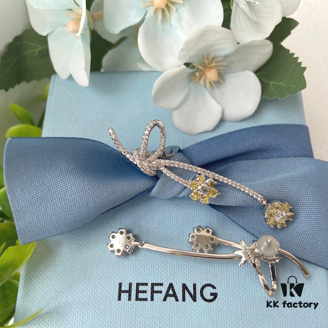 HEFANG Blossom Collection Rose Ribbon Earrings