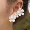 HEFANG He Fang Freesia Flower Cluster Stud Earrings, Minimalist Clip-On Earrings, Cartilage Earrings for Non-Pierced Ears, Women's Ear Jewelry
