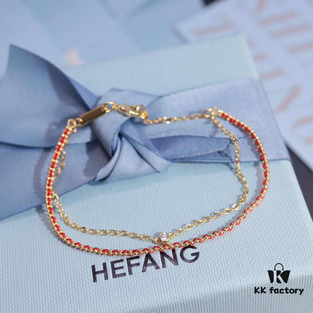 HEFANG He Fang Braided Red String Double-Layer Bracelet, Minimalist Design, New Year, Birth Year, Gift for Girlfriend, Christmas Gift