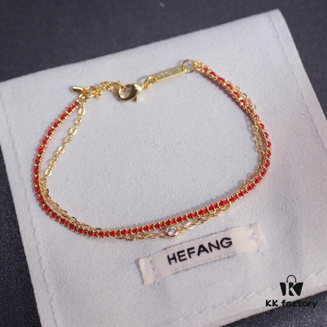 HEFANG He Fang Braided Red String Double-Layer Bracelet, Minimalist Design, New Year, Birth Year, Gift for Girlfriend, Christmas Gift