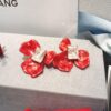 New HEFANG Red Iris Sugar Cube Earrings
