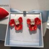 New HEFANG Red Iris Sugar Cube Earrings