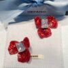 New HEFANG Red Iris Sugar Cube Earrings