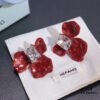 New Arrival HEFANG Red Iris Sugar Cube Earrings 925 Silver Detachable DIY New Year Earrings Christmas Gift