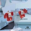 New Arrival HEFANG Red Iris Sugar Cube Earrings 925 Silver Detachable DIY New Year Earrings Christmas Gift