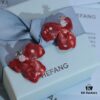 New Arrival HEFANG Red Iris Sugar Cube Earrings 925 Silver Detachable DIY New Year Earrings Christmas Gift