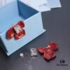 New Arrival HEFANG Red Iris Sugar Cube Earrings 925 Silver Detachable DIY New Year Earrings Christmas Gift