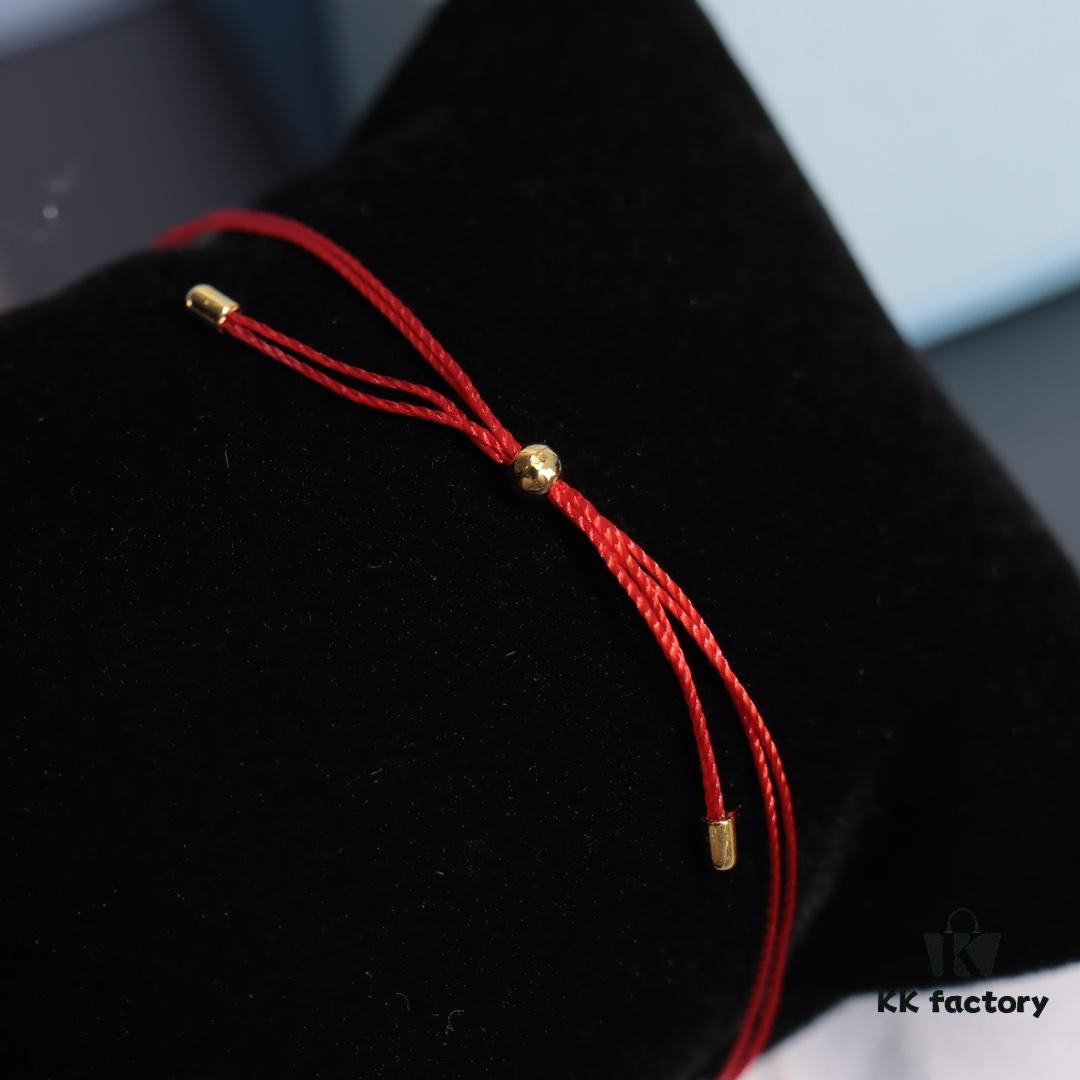 HEFANG Xiao Fang Smiley Red String Bracelet 14K Gold Diamond New Year Zodiac Birthday Wristband Christmas Gift