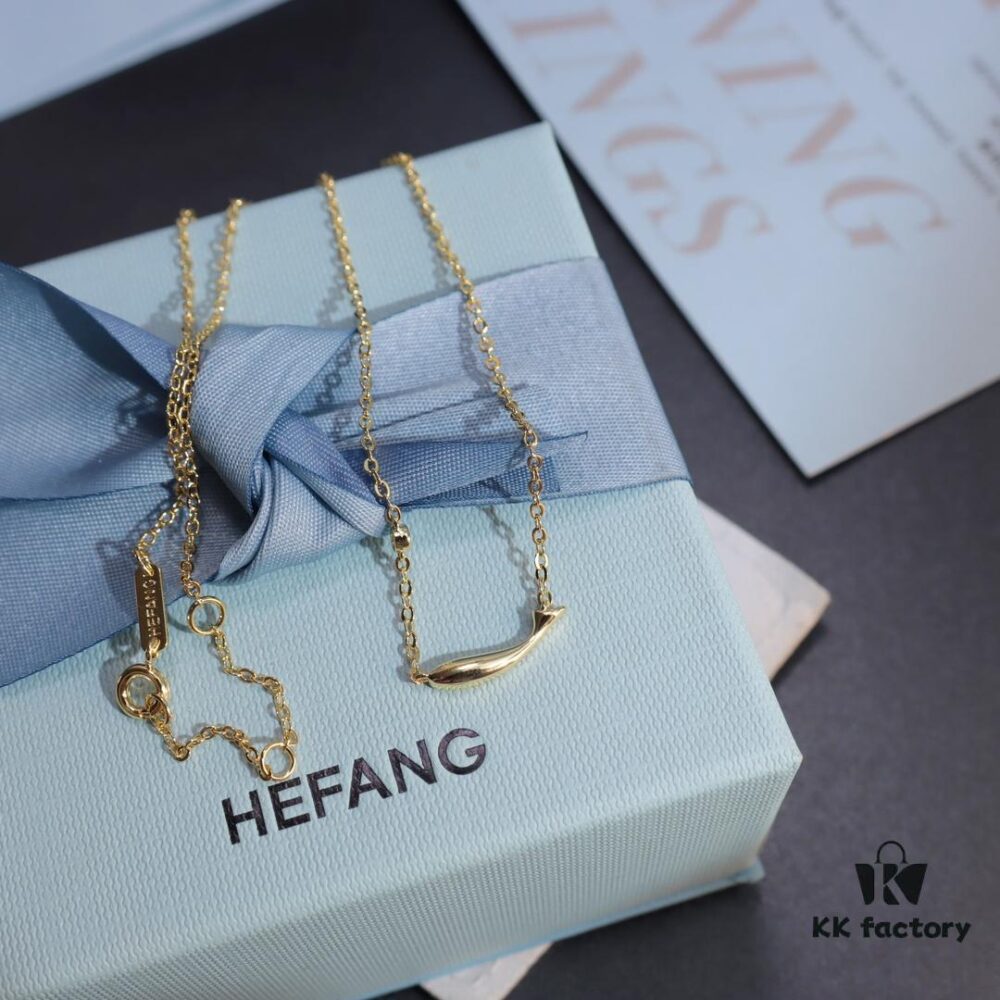 HEFANG New Arrival Koi 14K Gold Diamond Minimalist Luxury Pendant Necklace for Women, Christmas Gift