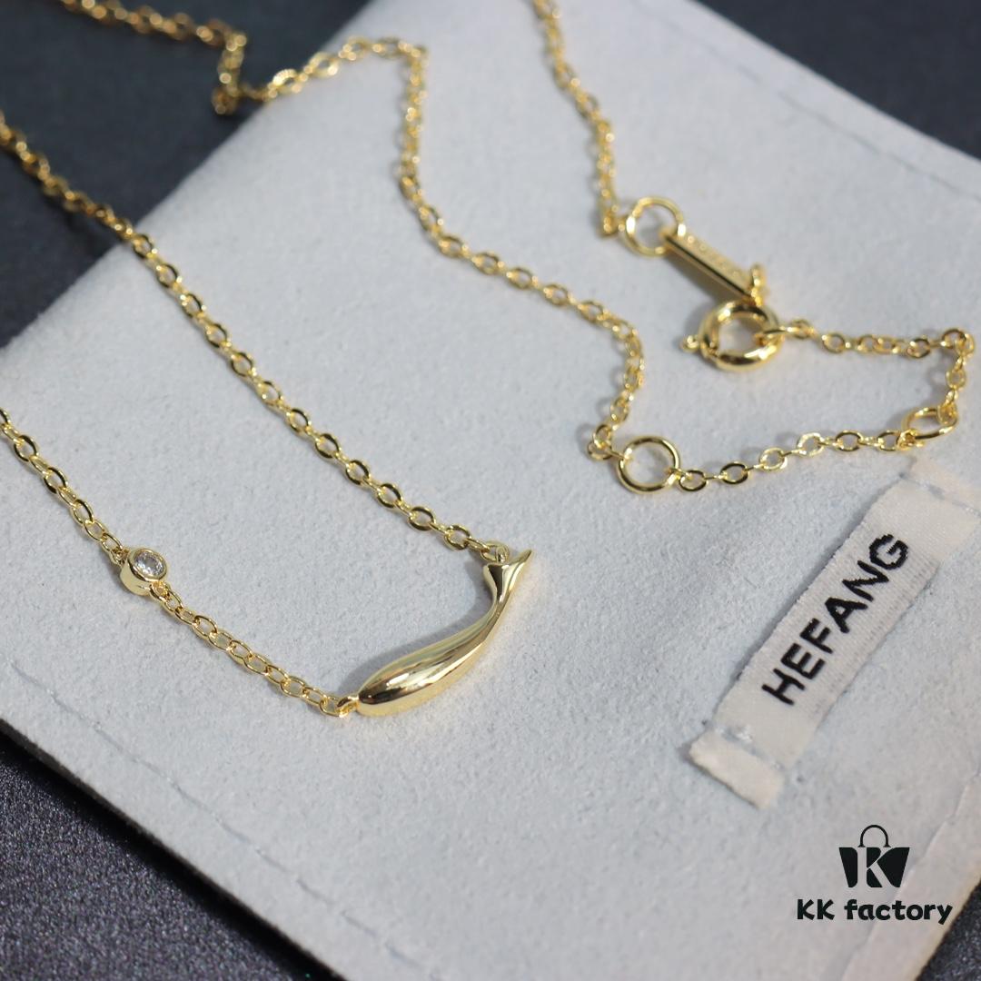 HEFANG New Arrival Koi 14K Gold Diamond Minimalist Luxury Pendant Necklace for Women, Christmas Gift