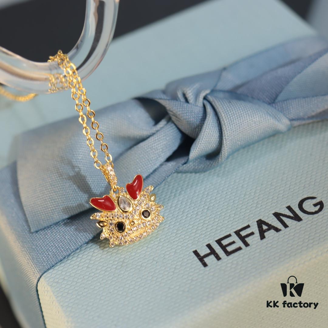 HEFANG New Cute Little Dragon Necklace 925 Silver Original Design Collar Chain Christmas Gift