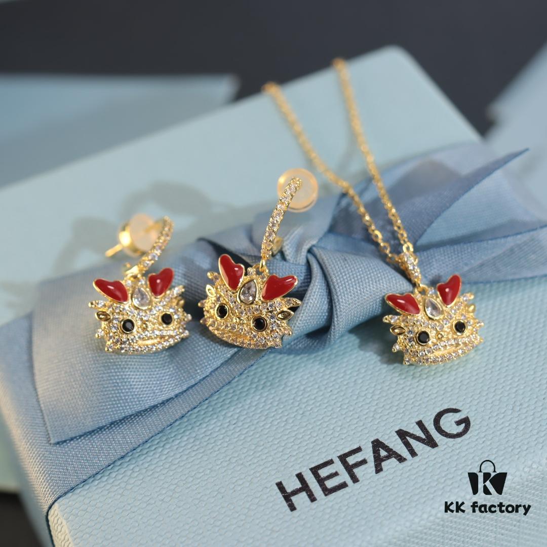 HEFANG New Cute Little Dragon Necklace 925 Silver Original Design Collar Chain Christmas Gift
