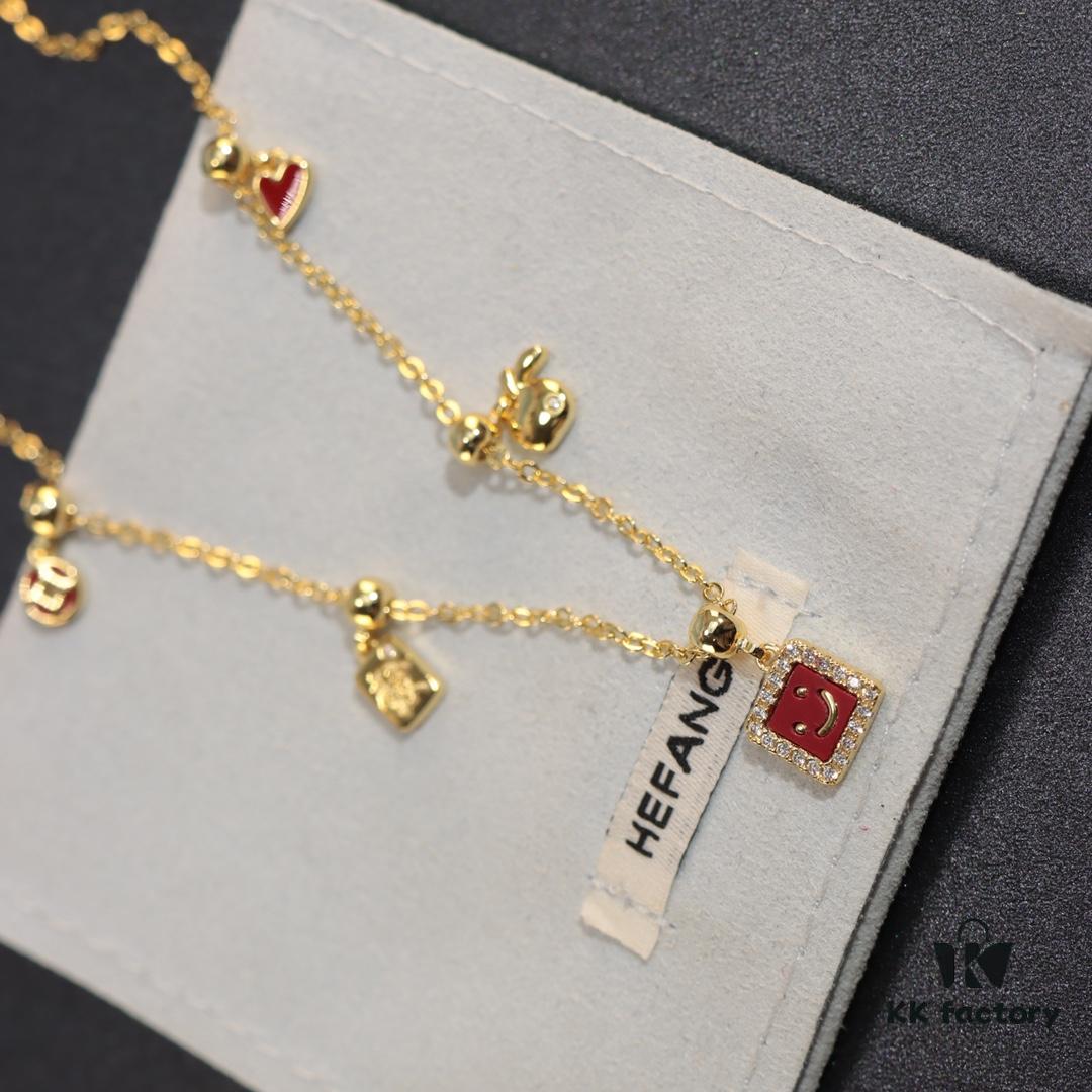 HEFANG New Arrival Cute 14K Gold Pendant Necklace with Diamond, Luxury Minimalist DIY Christmas Gift