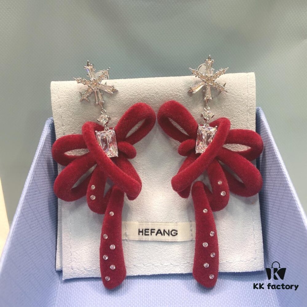 Red Velvet Ribbon Earrings