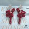Red Velvet Ribbon Earrings