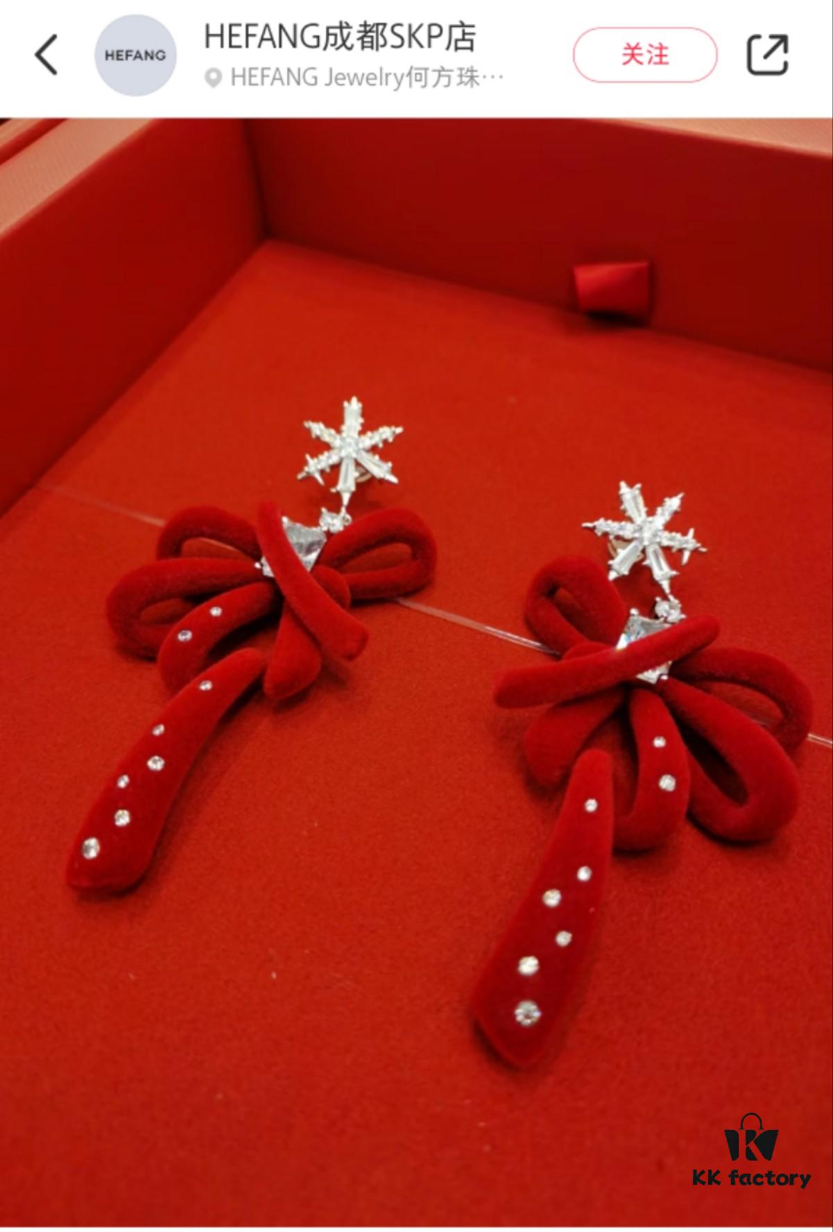 Red Velvet Ribbon Earrings