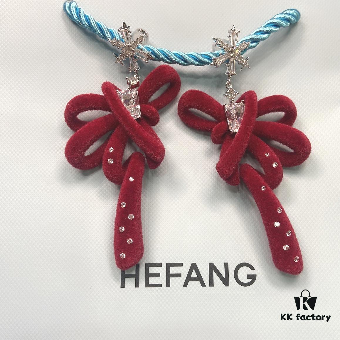 Red Velvet Ribbon Earrings