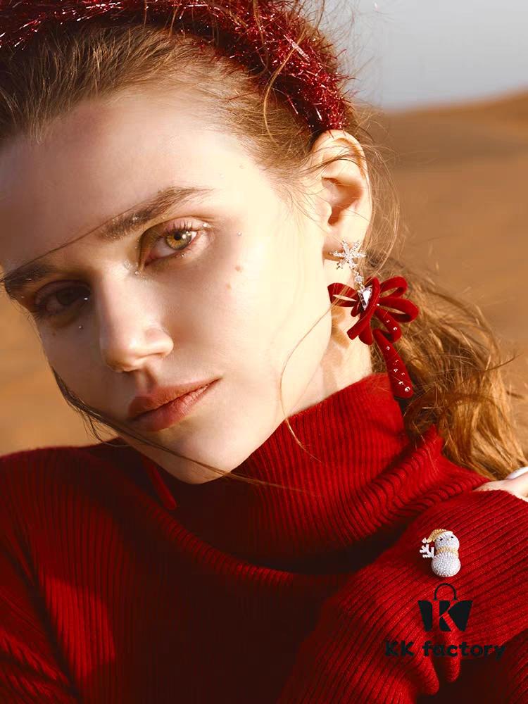 Red Velvet Ribbon Earrings