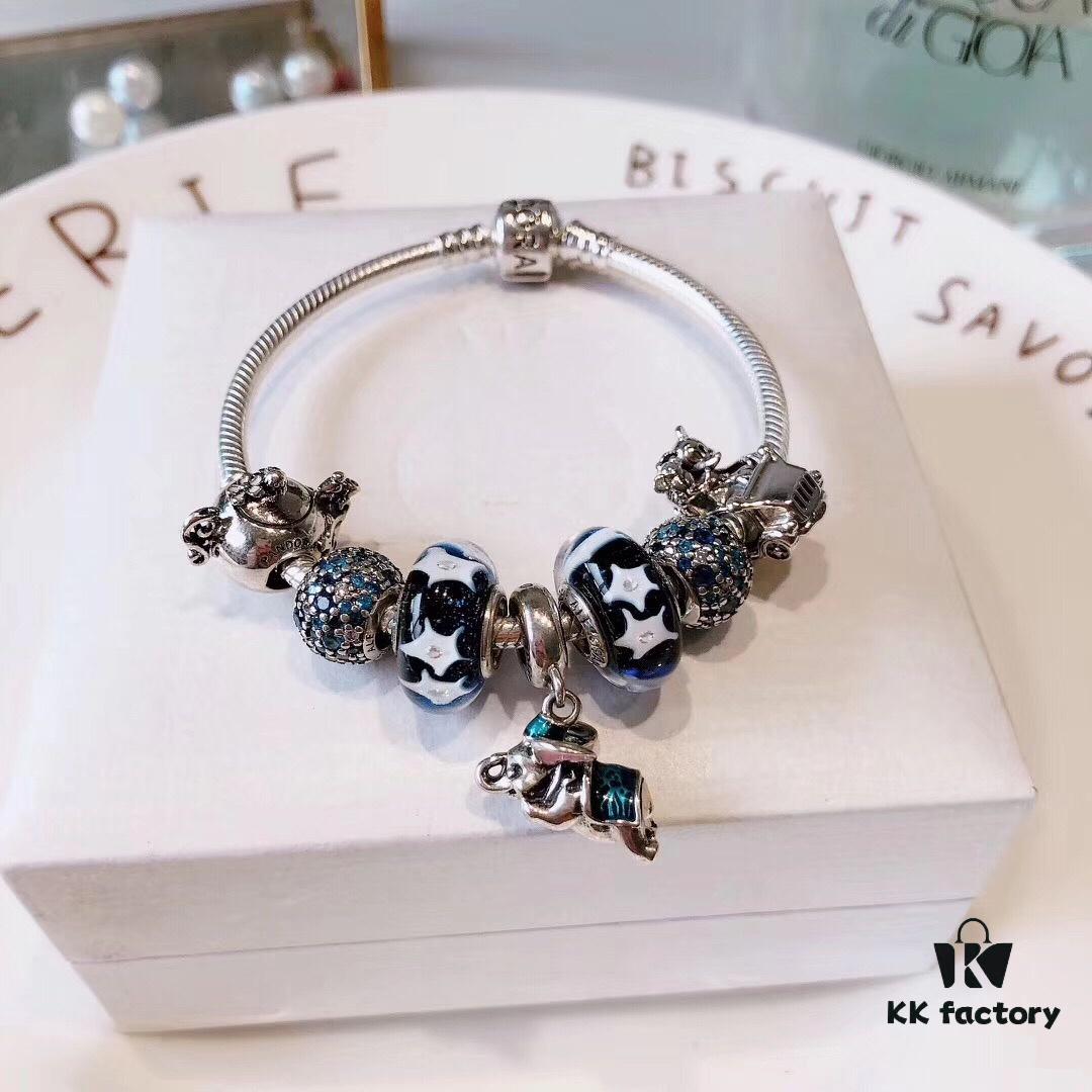 Pandora Pandora Skyline Blue Playful Little Elephant New Arrival! Starry Sky Blue Glass, Fairy Carriage, Flower Fairy Teapot, Sparkling Diamond Lucky Blue, Perfectly Crafted with Store Materials, Quality Comparable to Official Counter, Comes with Original Packaging!