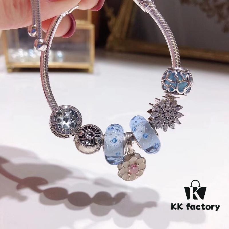 Pandora Ice Blue Bubble Enamel Flower 🌺 New Arrival! Made with Counter Materials, 1:1 Perfect Craftsmanship, Quality Comparable to Official Stores!
