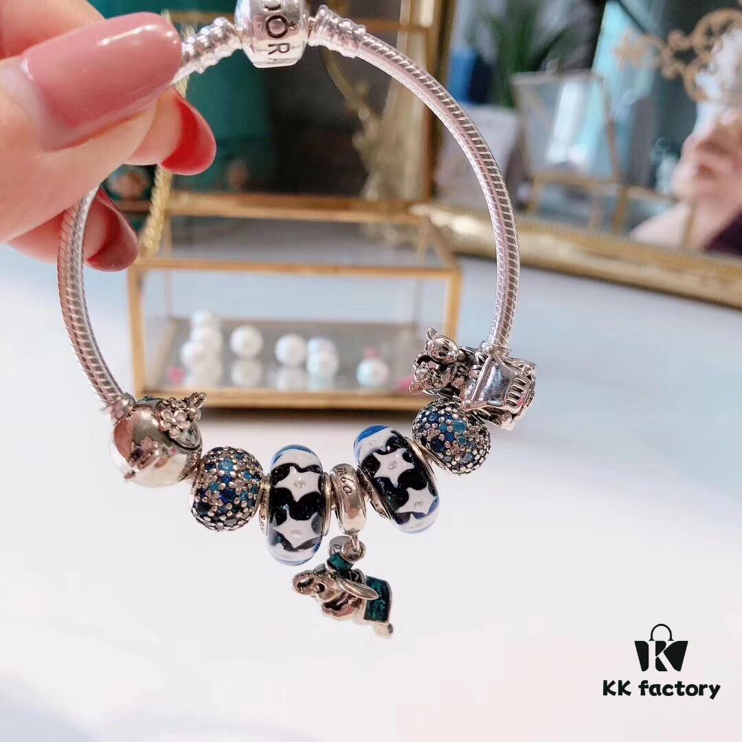 Pandora Pandora Skyline Blue Playful Little Elephant New Arrival! Starry Sky Blue Glass, Fairy Carriage, Flower Fairy Teapot, Sparkling Diamond Lucky Blue, Perfectly Crafted with Store Materials, Quality Comparable to Official Counter, Comes with Original Packaging!