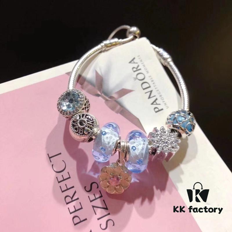 Pandora Ice Blue Bubble Enamel Flower 🌺 New Arrival! Made with Counter Materials, 1:1 Perfect Craftsmanship, Quality Comparable to Official Stores!