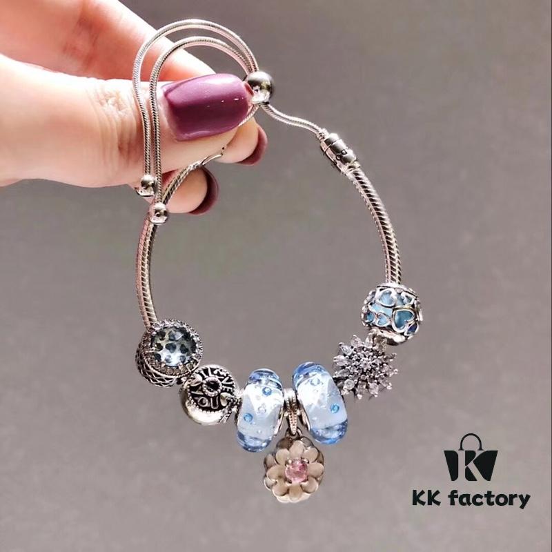 Pandora Ice Blue Bubble Enamel Flower 🌺 New Arrival! Made with Counter Materials, 1:1 Perfect Craftsmanship, Quality Comparable to Official Stores!