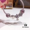 Pandora Pandora Poetry Flower Blooming Cherry Blossom Cat's Eye Sparkling Pink Daisy Valentine's Day Dual Heart Star Pendant S925 Sterling Silver Jewelry