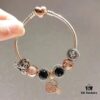 Pandora Cool Black Rose Double Heart Dual Charm Bracelet - Premium Replica with Authentic Materials