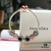 Pandora Cool Black Rose Double Heart Dual Charm Bracelet - Premium Replica with Authentic Materials