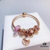 Pandora Rose Olive Tree New Arrival, Rose Gold-Tone Bead with Pink Faceted Glass, Sparkling Pink Cat's Eye, Openwork Galaxy and Olive Tree Pendant, S925 Sterling Silver with Official Retail Packaging