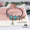 Pandora Elegant Mint Green Eiffel Tower New Arrival! Night Glow Mint Glass Bead, Heart-to-Heart Charm, Eiffel Tower Pendant with S925 Silver
