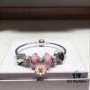 Pandora Pandora Silver Wire Pink Flower Blossom 🌺 New Arrival! Made with Counter Materials, Perfect 1:1 Craftsmanship, Quality Comparable to Authentic Store! Silver Wire Pink Faceted Crystal, Cherry Blossom Spacer Beads, Heart-to-Heart 💕, Pink Diamond Flower Pendant, S925 Silver with Original Packaging!