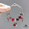Pandora Disney Snow White Apple and Heart Christmas Limited Edition Bracelet - Red and Green Color Block Design, Imitation Cabinet Quality with S925 Sterling Silver