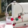 Pandora Disney Snow White Apple and Heart Christmas Limited Edition Bracelet - Red and Green Color Block Design, Imitation Cabinet Quality with S925 Sterling Silver