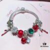 Pandora Disney Snow White Apple and Heart Christmas Limited Edition Bracelet - Red and Green Color Block Design, Imitation Cabinet Quality with S925 Sterling Silver