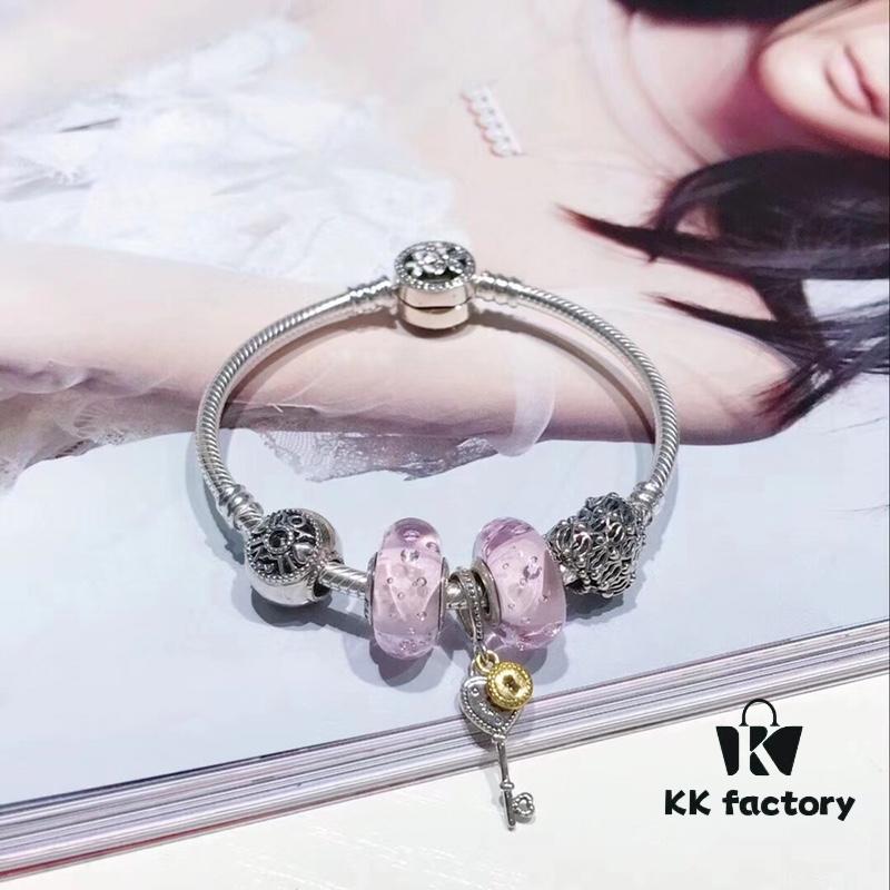 Pandora Pink Bubble Key Pendant - New Arrival! Premium Quality, S925 Sterling Silver, Valentine's Love Bead & Heart Charm, Pink Resin Cabochon, Authentic-Like Craftsmanship with Official Packaging